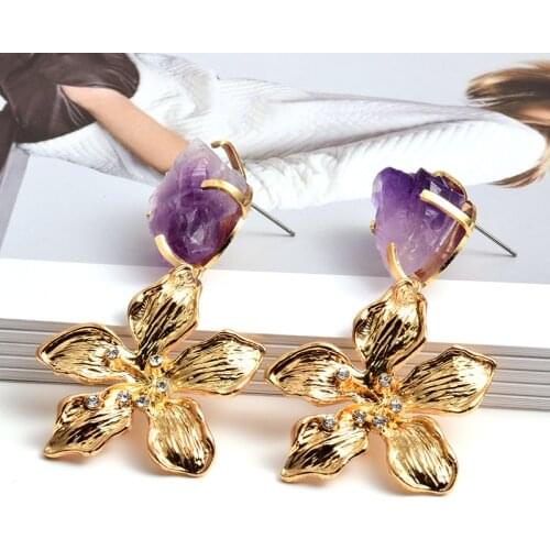 Vintage Star Shaped Earrings For Women Girl Alloy Gold Stone Brincos Fashion Jewelry Wedding Party Accessories