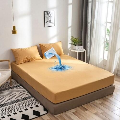 Waterproof Anti Mite Mattress Protector Cover Solid Fitted Sheet Protection for Woman Baby Children Kids Bed Linens with Elastic