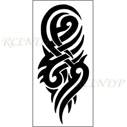 Waterproof Temporary Tattoo Sticker Totem Line Design Cool Black Fashion Fake Tatoo Flash Tatto Arm Leg Body Art for Women Men