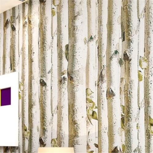Wellyu Modern minimalist birch forest living room video wall paper simulation wood trees wood non-woven wallpaper