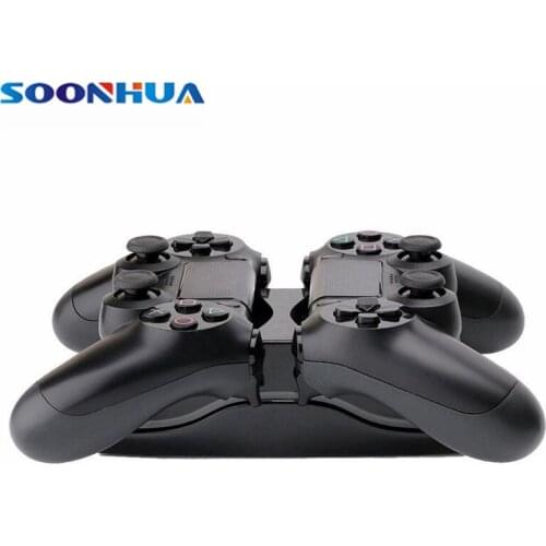 SOONHUA DC 5V Dual Port USB Game Charger Handle Seat With Blue LED Light Base Specially For PS4 Game Console Game Controller