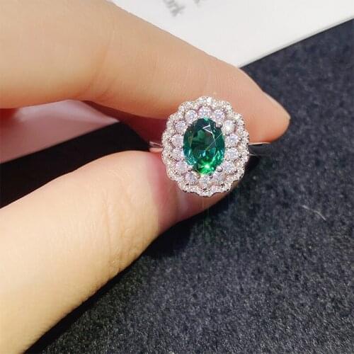 Pirmiana Real 925 Sterling Silver Ring 1.0ct Lab Grown Emerald Rings Fashion Jewelry Women