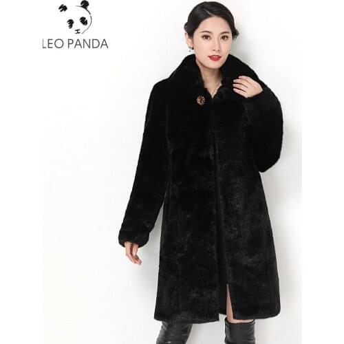 Winter New Fashion Women Stand collar Thicken Warm Single-breasted High quality Female Pockets Big size Mink Fur Fur coat CY440