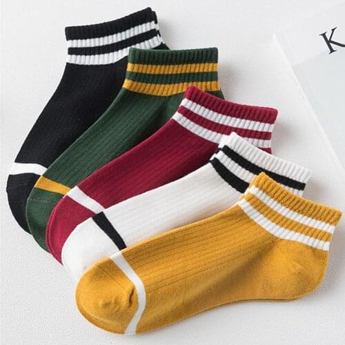 1 Pair Wind Striped socks Women Cotton Sports Breathable Soft Short Ankle Sock Girls harajuku Streetwear Dropship New Arrival