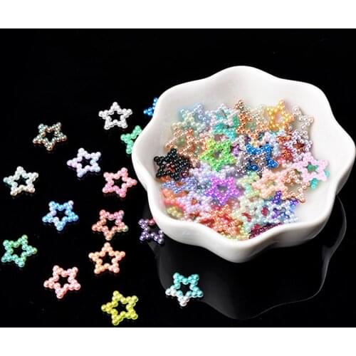 100p 11mm star Gradient Mermaid ABS Imitation Pearls Rhinestones resin Half Round Flat Back Pearl beads for shoes DIY Decoration
