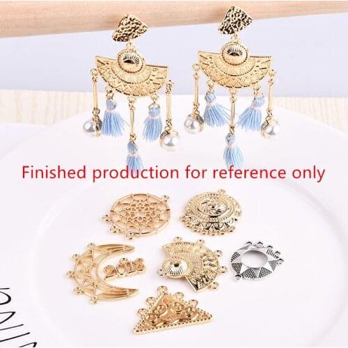 30pcs/lot National style retro geometry fan/rounds/moon shape fashion floating locket charms diy jewelry earring pendant