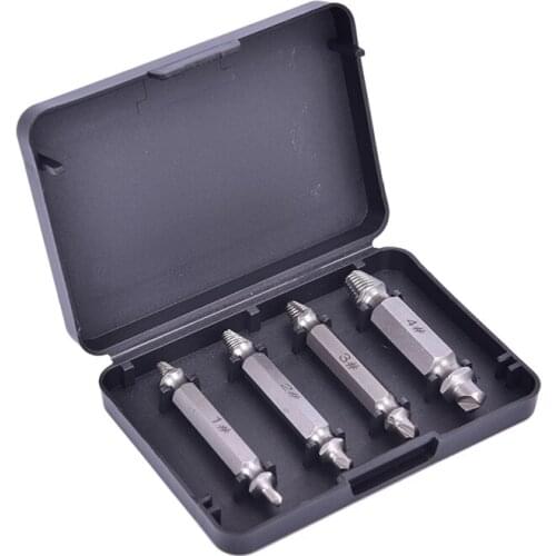 4Pcs Damaged Screw Extractor Remover Set Screws Bolt Extract Drill Bit Tool