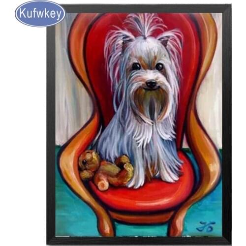 Diamond Embroidery yorkshire terrier on the chair 5D Diamond Painting,Cross Stitch,3D,Diamond Mosaic Needlework,Crafts,Christmas
