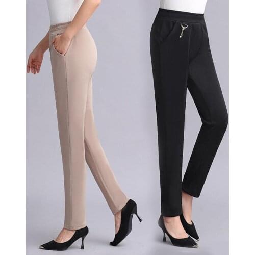 Middle-aged Women Pants Trousers Spring Autumn High waist Slim Pencil Pants Mother Clothing Plus size Harem Pants Women Trousers