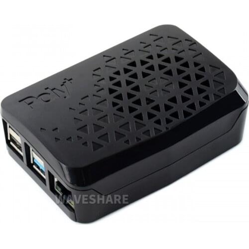 Black Poly+ Case for Raspberry Pi 4 ABS Case With Dedicated Mini Cooling Fan Built-In Metal Heat Sink