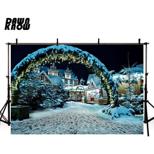 DAWNKNOW Merry Christmas Winter Wonderland Photography Background Backdrops Snow House Celebrate Photocall Photo Studio lv1233