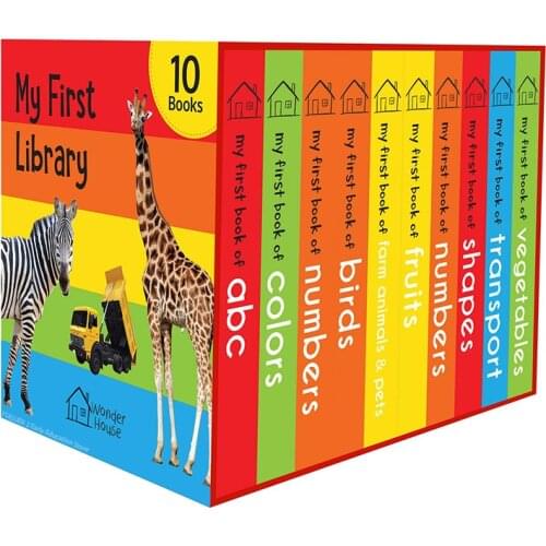 My First Library Boxset of 10 Board Books for Kids Board BookChildrens English Picture Book Early Education Cardboard Book Gift
