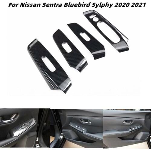 For Nissan Sentra Bluebird Sylphy 2020 2021 Car Interior Accessories Carbon Fiber Windows Control Panel Cover Trim Sticker ABS