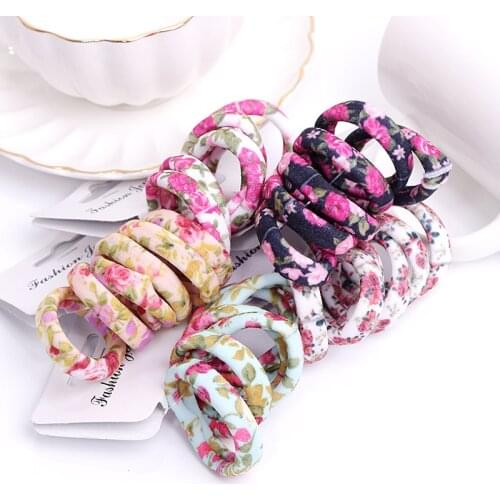 6PCS/Pack New Korean Cotton Print Hair Ropes Leopard High Elastic Headbands Elegant Hair Bands for Women Girls Hair Accessories