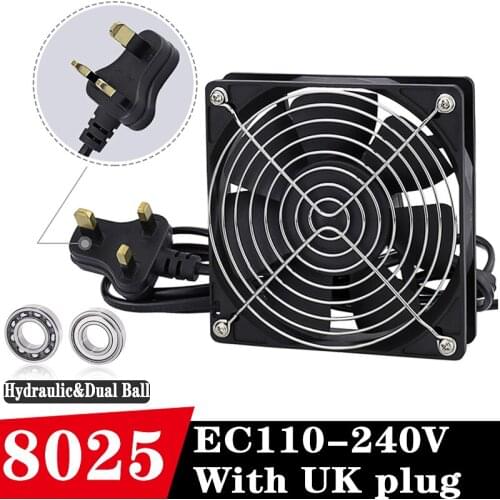 Gdstime 80x80x25mm EC AC 110V 120V 220V 240V Axial Motor Cooler 8cm 8025 Brushless Ventilation Cooling Fan