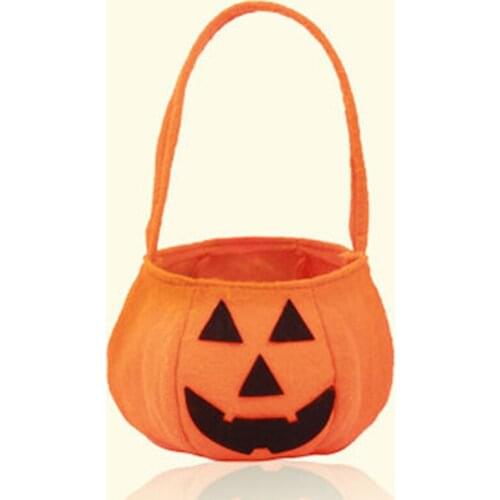 Halloween Foldable Candy Smile Pumpkin Bag Folding Personality Kids Candy Gift Basket Wacky Expressions Treat Or Tricky Bag