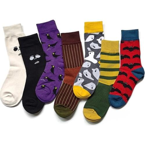 Hip Hop Bat Ghost Socks Men Long Cotton Mens Socks Leg Unisex Fashion Funny Socks Streetwear Calcetines Mujer