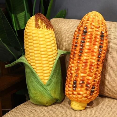 45-60cm Simulation Corn Plush Toys Creative Cute Lifelike Plants Stuffed Grilled Corn Pillow Kids Doll Birthday Gift For Girls