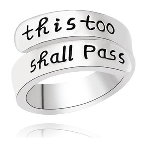 Alloy Size Adjustable Ring This Too Shall Pass Women Girl Friend Gift