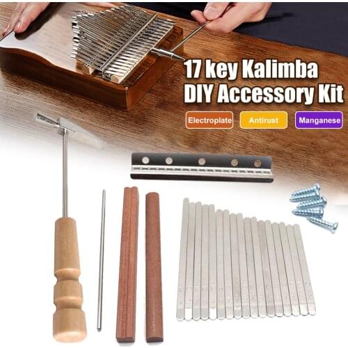17 Key Kalimba DIY Accessory Kit Mbira Thumb Piano with Keys Wood Bridge with Wooden Handle Hammer Gift for Kids Beginner