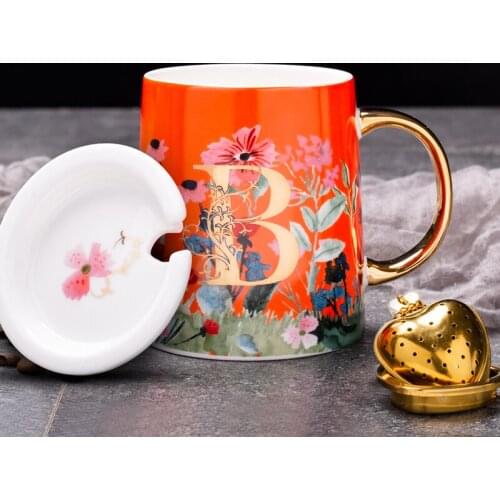 Nordic style creative ceramic cup personality trend student cup with spoon lovers Coffee Cup Mug coffee mug