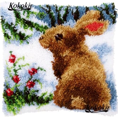 Latch hook cartoon Pillows Case Making cross stitch kits latch hook rug kits rabbit cushion Crochet Hook Embroidery yarn