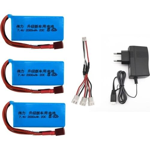 7.4V 2000mAh 20C lipo Battery for Wltoys A959-b A969-b A979-b K929-B RC Car Upgrade Spare Parts 7.4v Battery+usb charger set