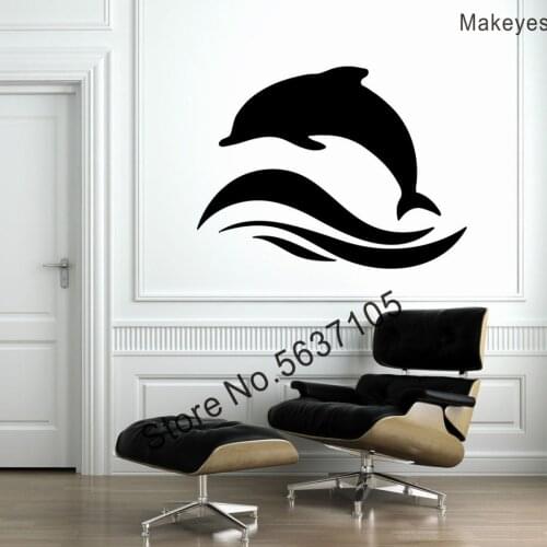 Makeyes Dolphin Jumping Wall Decals Home Wall Sticker Animals Decor Art Vinyl Design Livingroom Decoration Art Wallpaper Q259