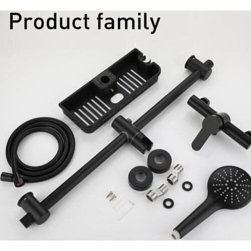 Bathroom Modern Minimalist Household Stainless Steel Multifunctionblack Thermostatic Bathroom Rain Pressurized Shower Set