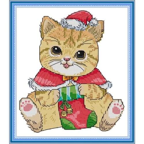 Cat in cloak 2 cross stitch kit aida 14ct 11ct count print canvas cross stitches needlework embroidery DIY handmade