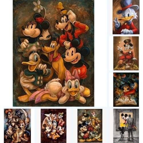 Disney Mickey Mickey Mouse and Donald Wall Art Canvas Painting Posters and Prints Wall Art Picture for Living Room Decor