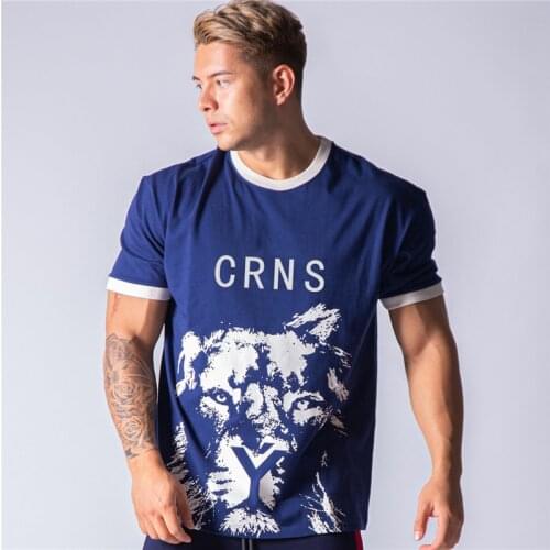 New Workout Clothes Cotton Fashion Gyms T Shirts Mens Short Sleeve T-shirt Muscle Gyms Fitness Clothing Bodybuilding Tops
