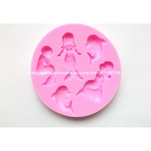 New! Free Shipping Mermaid Shaped Silicone Mold Cake Decoration Fondant Cake 3D Food Grade Silicone Mould 195