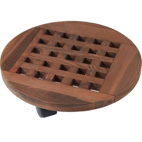 New 25cm Wood Flower Pot Removable Tray Plant Holder Stand Base with Wheels Planter Flowers Pot Mover Trolley Plate