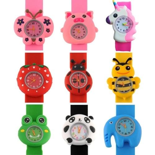 10pcs/lot kids children boys girls lovely cute cartoon flower animal slap watches fashion students birthday party gift watches