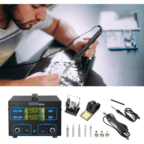 750W Soldering Station Hot Air Gun Kit Digital LCD Display Rework SMD Soldering Repair Station For Professional Hobby Crafters