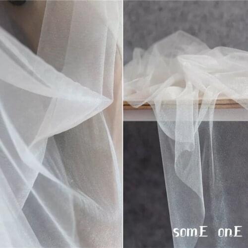 Glitter Mesh Tulle Fabric White DIY Summer Skirt Scarf Party Stage Clothes Decor Wedding Dress Designer Fabric 50*150cm