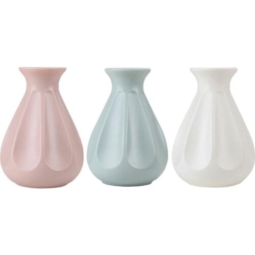 Minimalism Nordic Origami Plastic Vase Imitation Ceramic Flower Pot Basket Arrangement Container Home Decor Durable Anti-aging