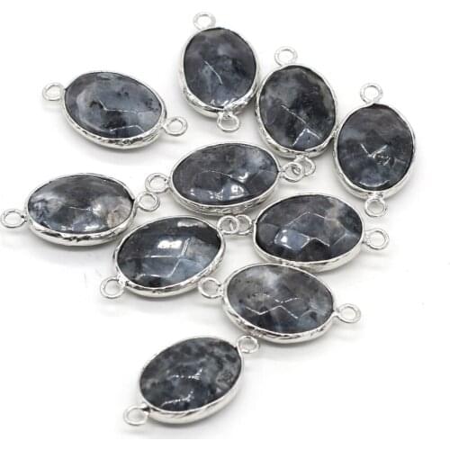 Charm Black Flash Labradorite 100% Natural Pendant Connector Charms for Jewelry Making DIY Necklace Earrings Accessories 14x27mm