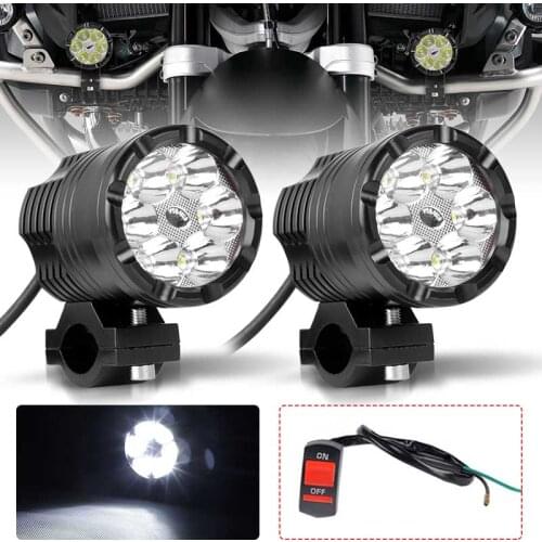 1PC Motorcycle Headllight Driving Spot Head Lamp 20W Fog Light Motorbike Spotlight 12V 24V Motor Auxiliary Lamp 6000W White