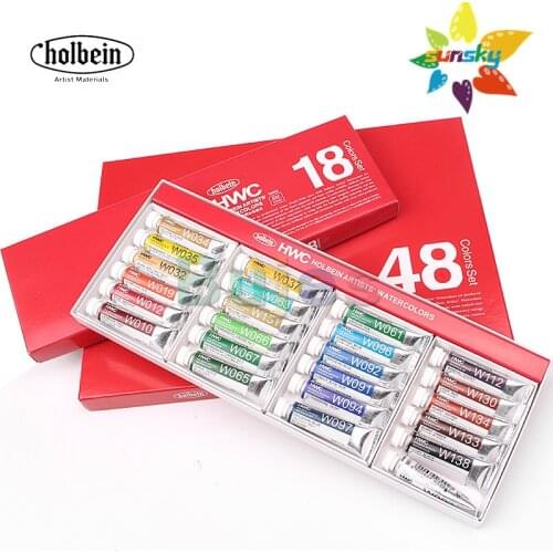 Japan Holbein Artist Transparent Watercolor 12 / 18 / 24 color 15ml paper box set drawing art set professional art supplies
