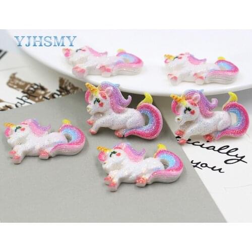 10Pcs 31MM*22MM Variety Cartoon Unicorn Rainbow Horse Trinkets Ornaments Decorations DIY Handmade Materials A-201101-764