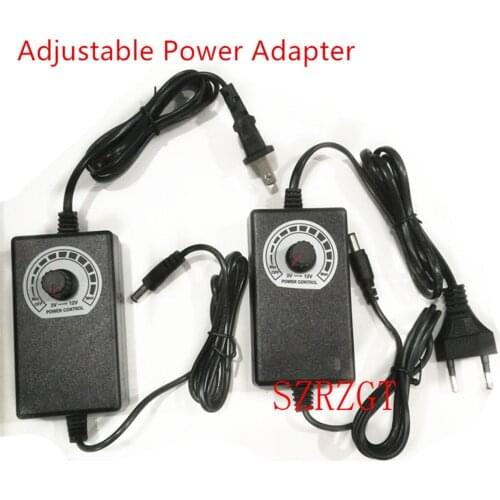 Adjustable Power Adapter 24W 9-24V 1A,3-12V 2A, Motor Speed Controller Power Adapter Supply Dimmable 110V 220V EU/US Plug
