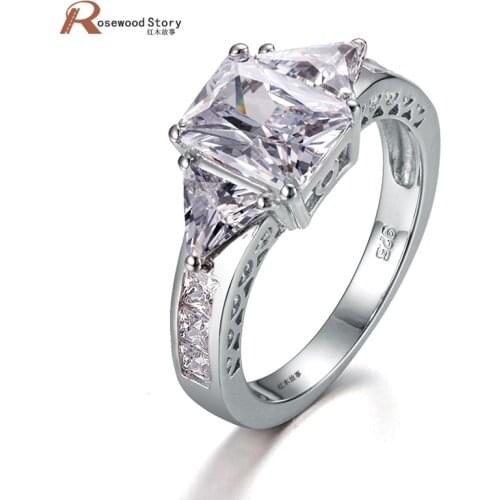 Romantic Bridal Cubic Zirconia Wedding Engagement Rings Women Soild 925 Sterling Silver CZ Cocktail Ring Vintage Jewelry Tribal