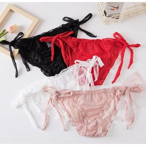 Sexy Women Panties Lace Seamless G String Girls Underwear Thin Briefs Adjustable Transparent Thong Exotic Girls Intimates