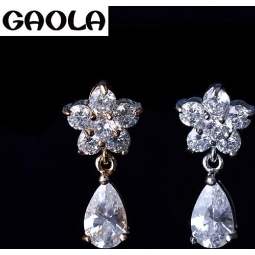 Pear Drop Cubic Zirconia Dangle Earrings Wedding Bridesmaid Pageant Prom GLE0130