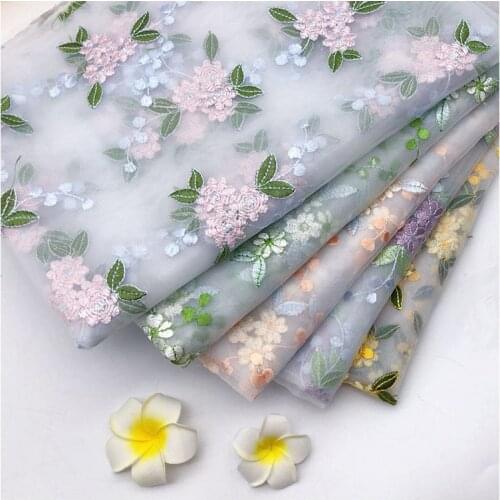 Mesh embroidered tulle lace fabric small floral embroidery cloth diy womens wear childrens dress clothing fabric