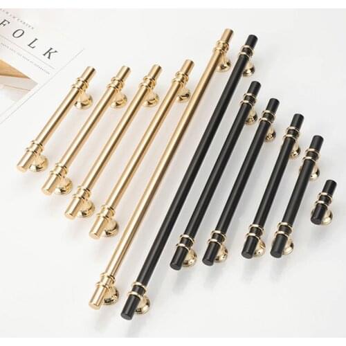 Gold Black Handle Wardrobe Cabinet and Drawer Handles Dressing Table Furniture Light Luxury Zinc Alloy Kitchen Accessories