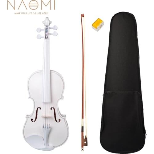 NAOMI Student Violin Full Size Violin Fiddle White Violin SET Kids Beginners Use 4/4 Student Violin W/Case Bow Rosin
