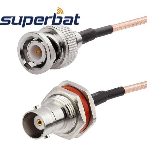 Superbat BNC Male Plug to BNC Jack Female nut Bulkhead Crimp RF Coaxial Cable for RG316 15cm Pigtail Cable Wifi